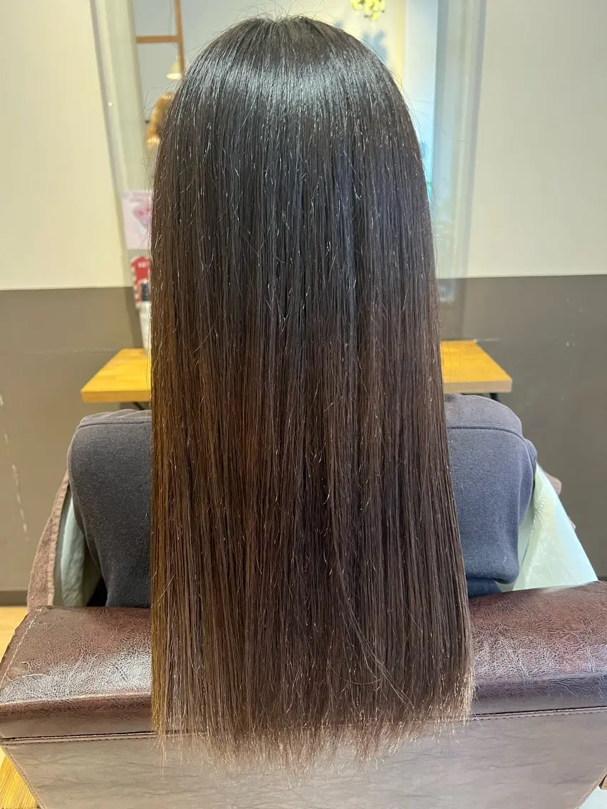 ロング パーマ カット 縮毛矯正 たけだ れなのヘアスタイル