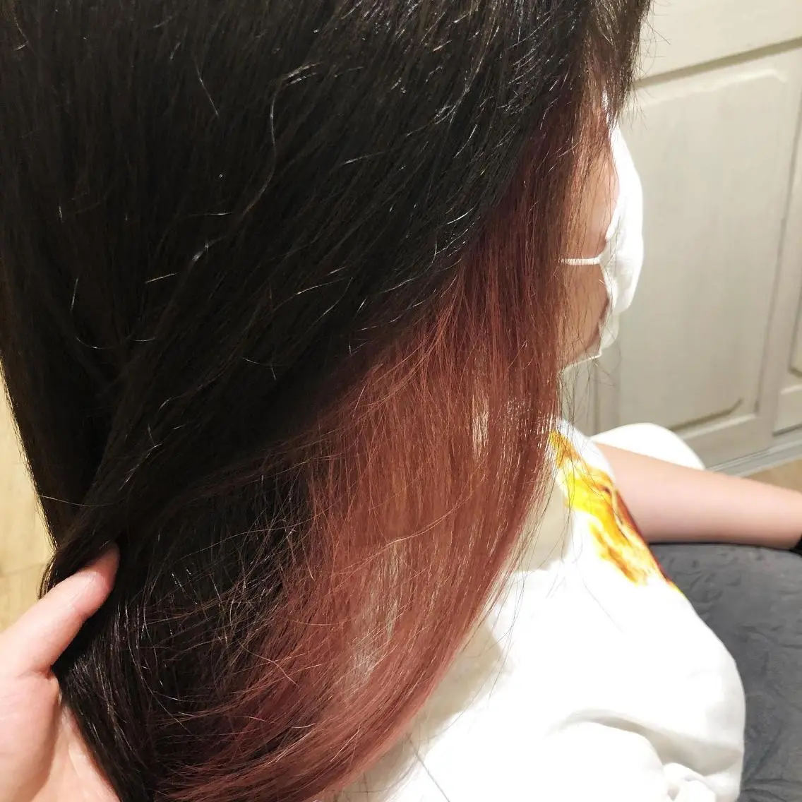 セミロング カラー ヘアアレンジ インナーカラー ピンクカラー レッドカラー ✨🌿大人可愛い愛さ れhair🌿✨松本のヘアスタイル