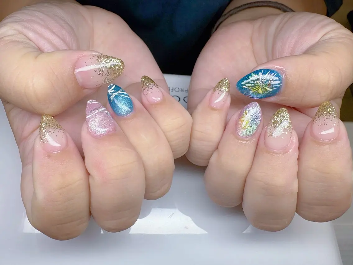 ネイル 夏ネイル ヨーヨーネイル ハンドネイル nailcute 大野のネイルデザイン