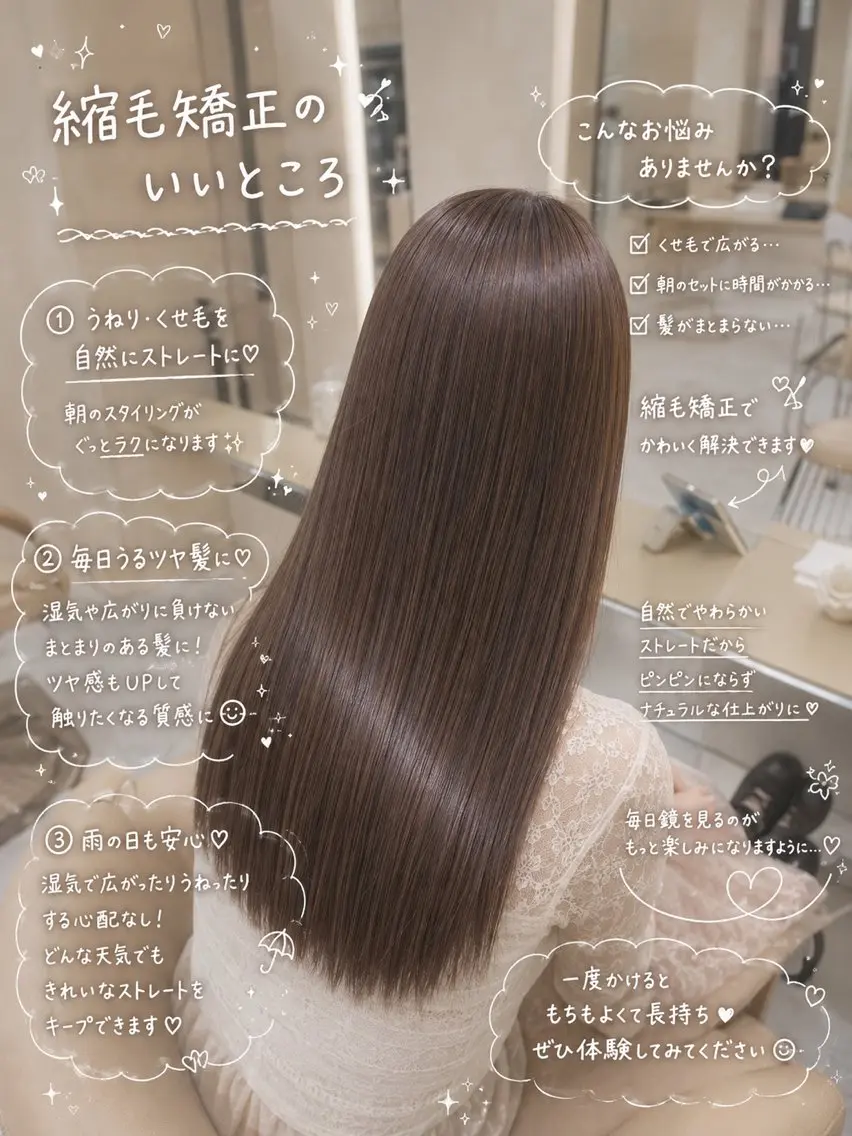 ロング 縮毛矯正 トリートメント りなは／sand ／池袋美容師のヘアスタイル