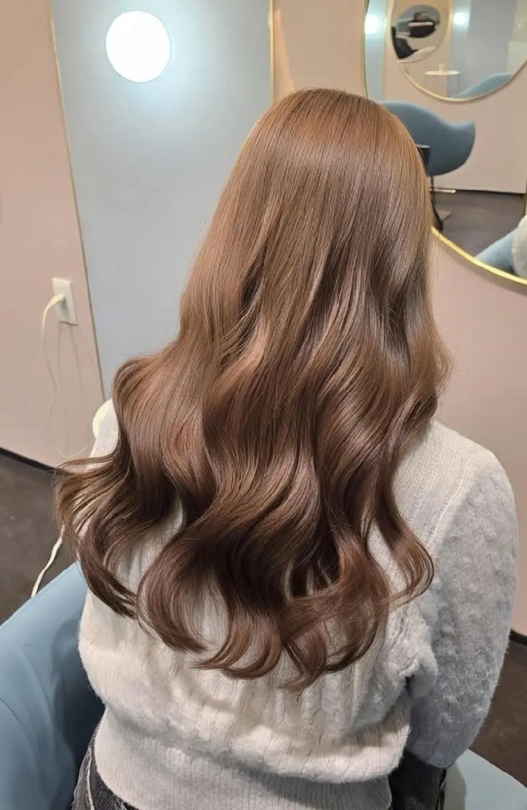 ロング カラー グレージュ カット ヘアカラー 高品質シールエクステ /艶髪/HIROのヘアスタイル