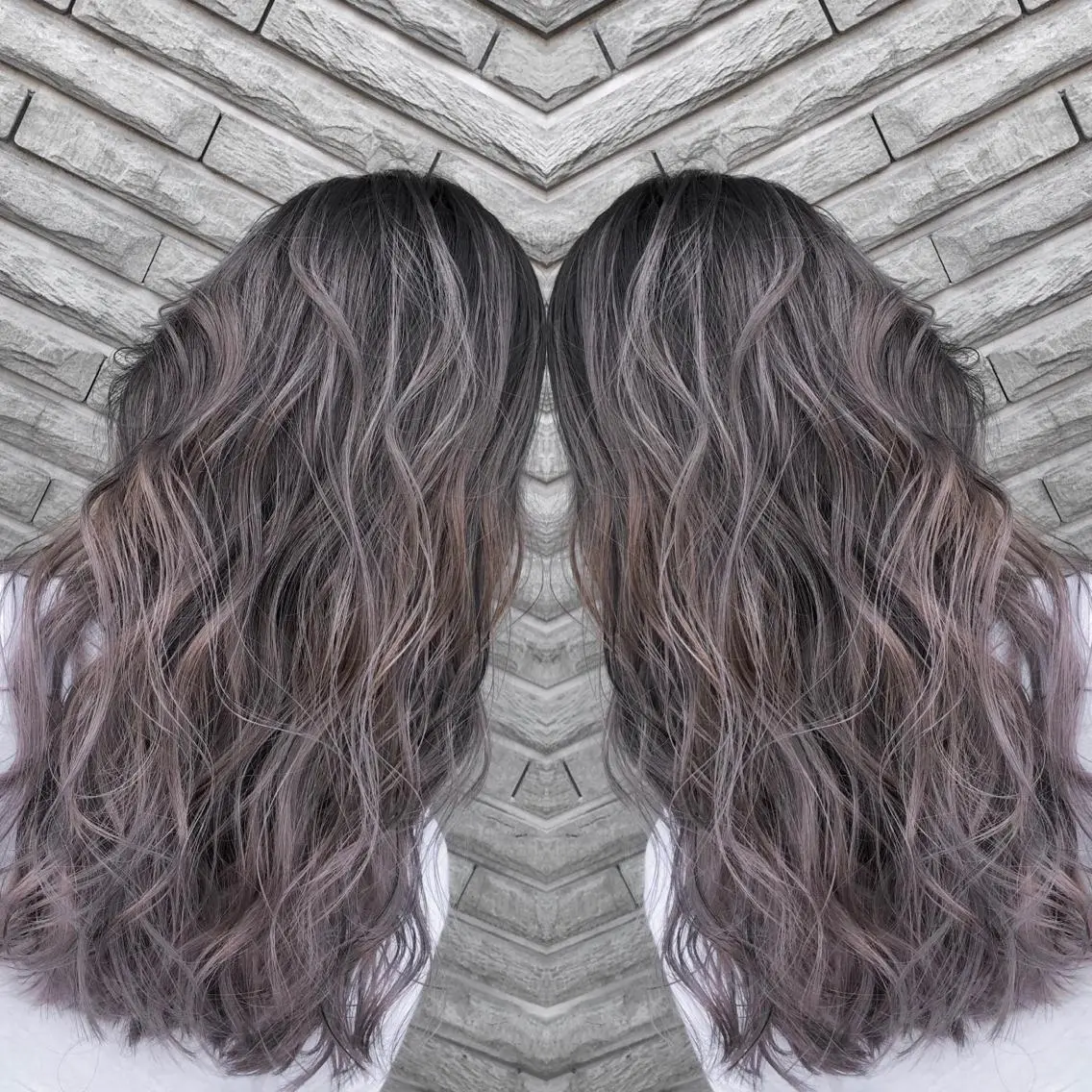 セミロング カラー ヘアアレンジ バレイヤージュ デザインカラー ハイライトカラー 外国人風カラー ハイライト カット ヘアカラー トリートメント アンドウ ユウ/ レイヤーカット/韓国のヘアスタイル