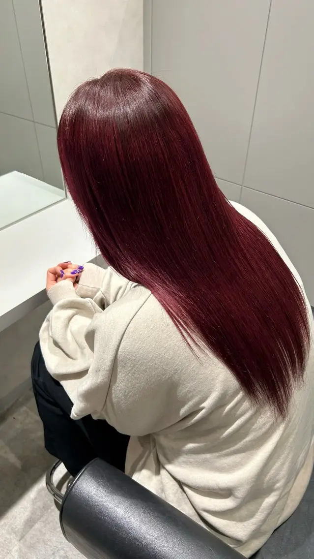 ロング カラー ボルドーカラー トリートメント 彩華 🎀 西梅田美容室のヘアスタイル