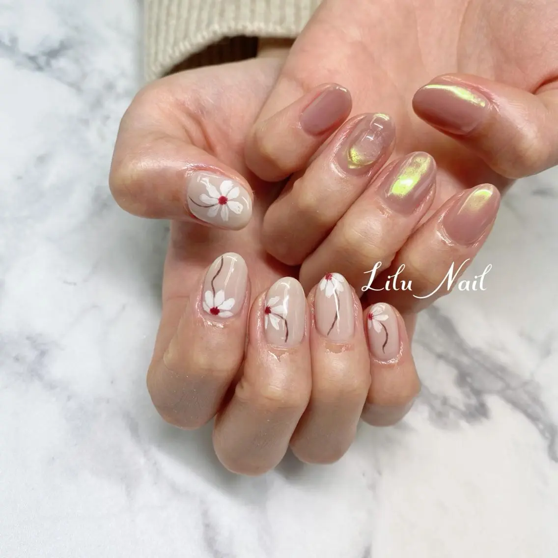 ネイル ニュアンスネイル モチの良さ◉ フィルインネイル♡のネイルデザイン