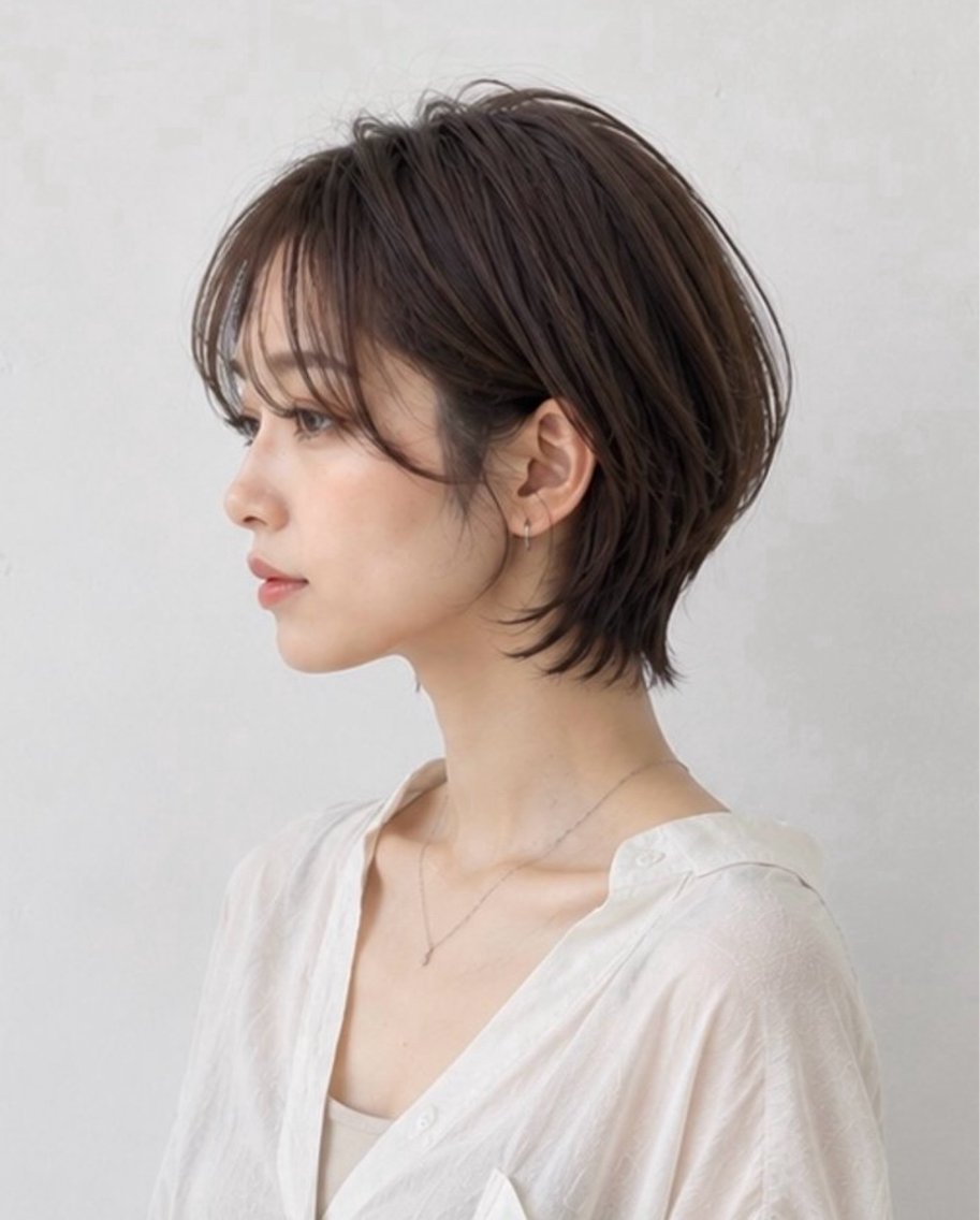 ショート カラー ショートボブ ボブ くびれヘア ショートヘア 無料募集/大人可愛い ショートカット 日向のヘアスタイル