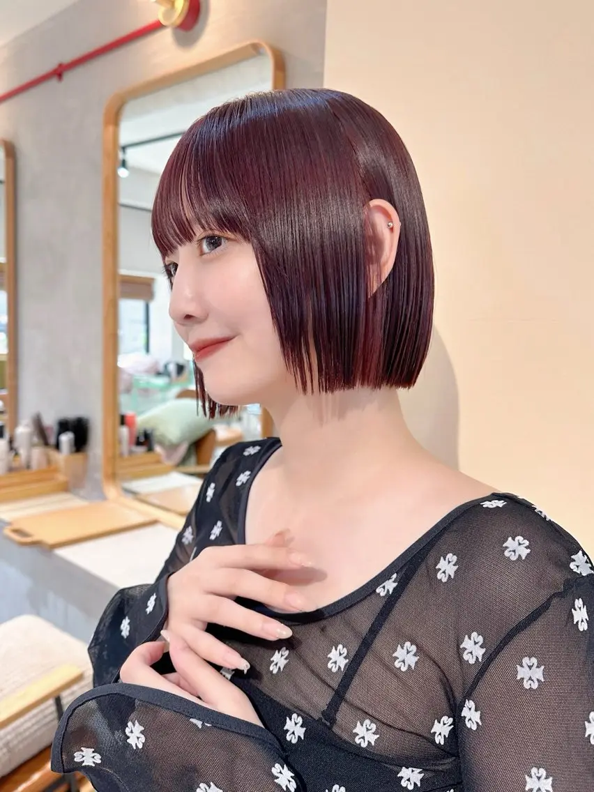 ショート カラー カット ヘアカラー トリートメント ヘッドスパ ヘアセット 🧸🫧暖色/ボブ/ 橋本美柚🫧🧸のヘアスタイル