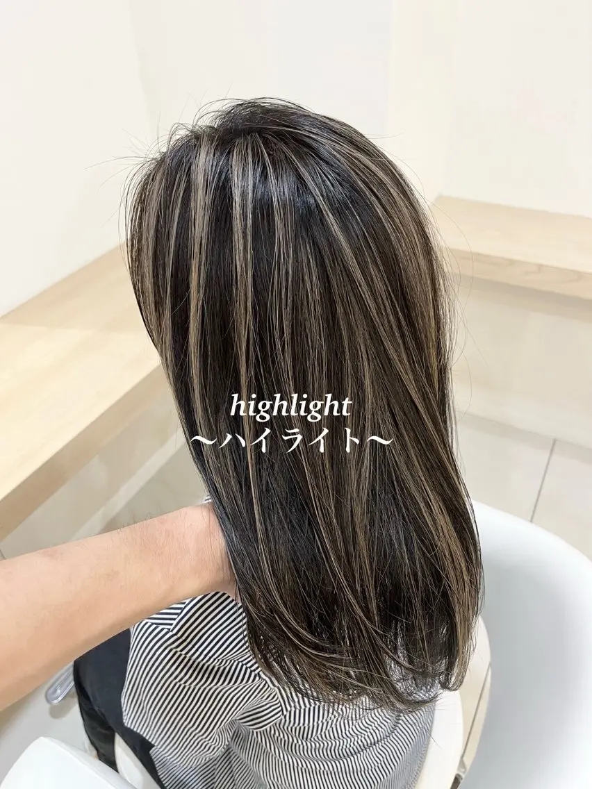 ロング カラー ブリーチ ハイライトカラー オレンジ ハイライト カット ヘアカラー カラー職人 なかもと たつひろのヘアスタイル