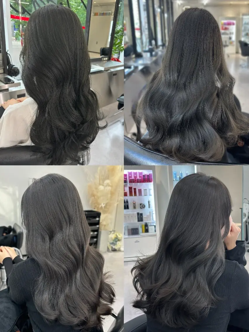 ロング カラー 透明感カラー ヘアカラー トリートメント 心斎橋/ブリーチなし 赤み消し/髪質改善のヘアスタイル