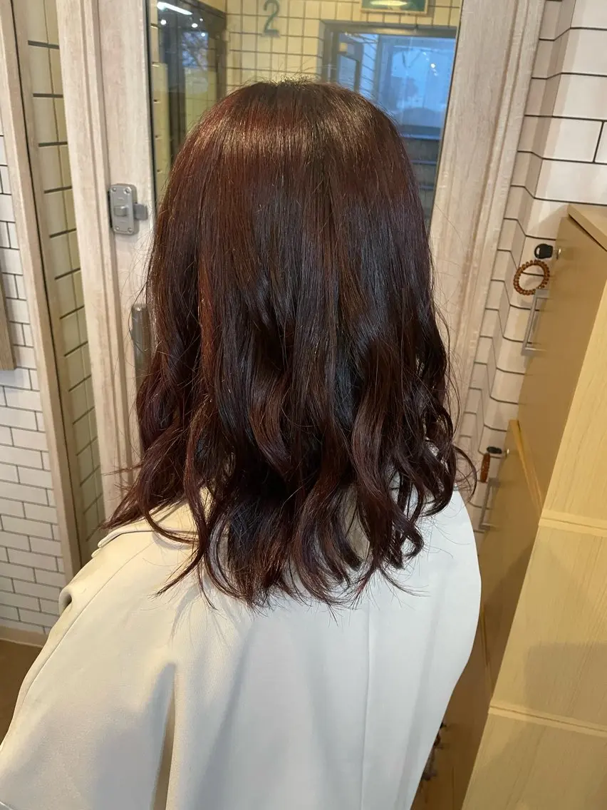 ミディアム カラー レッドカラー 髪質改善カラー💛 NANOHAのヘアスタイル