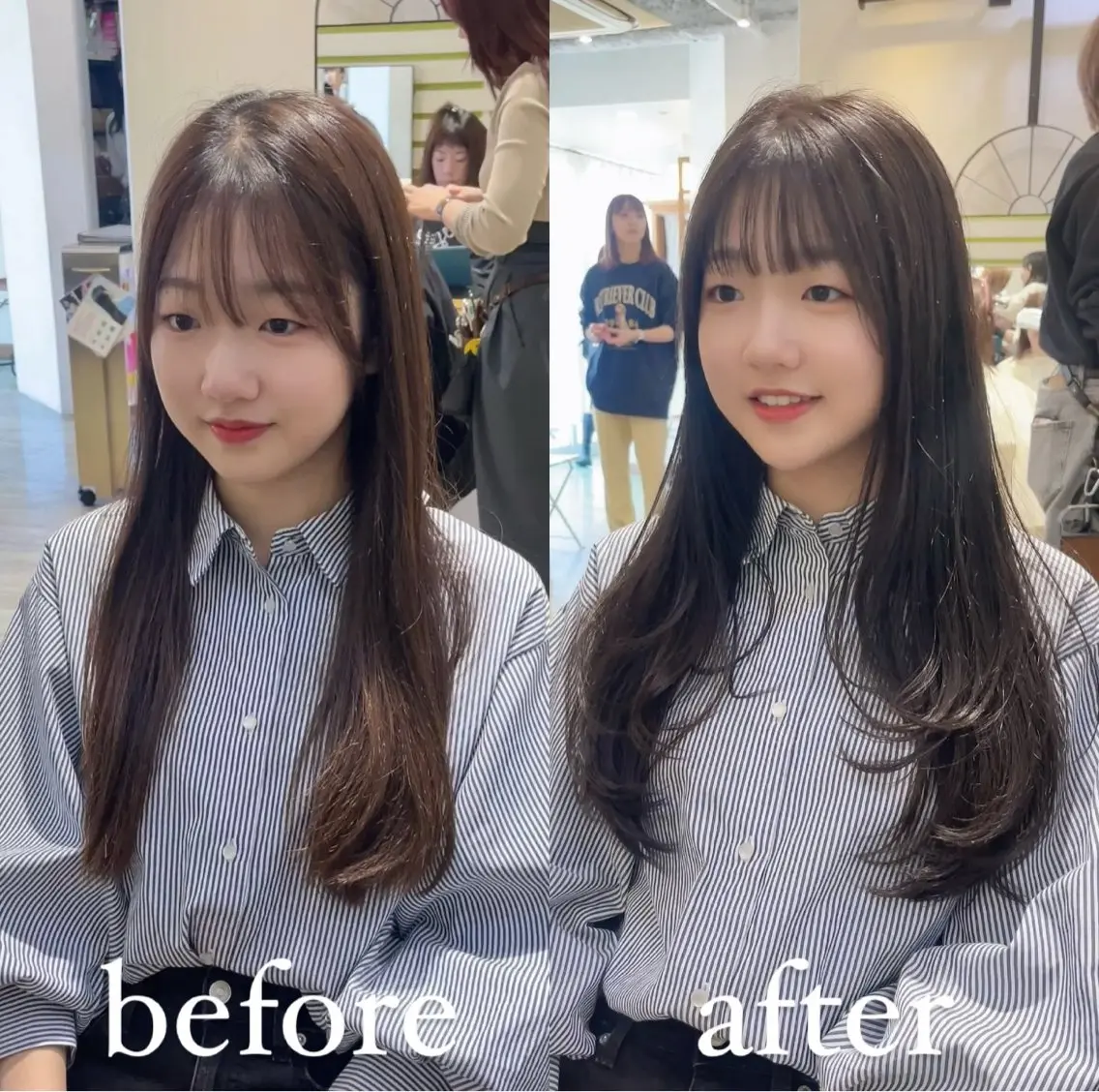 ロング カラー ロングレイヤー 透明感カラー グレージュ ラベンダーカラー オレンジ カット ヘアカラー トリートメント ヘッドスパ 大人可愛い透明感🌟 小顔・韓国髪🌟野中のヘアスタイル