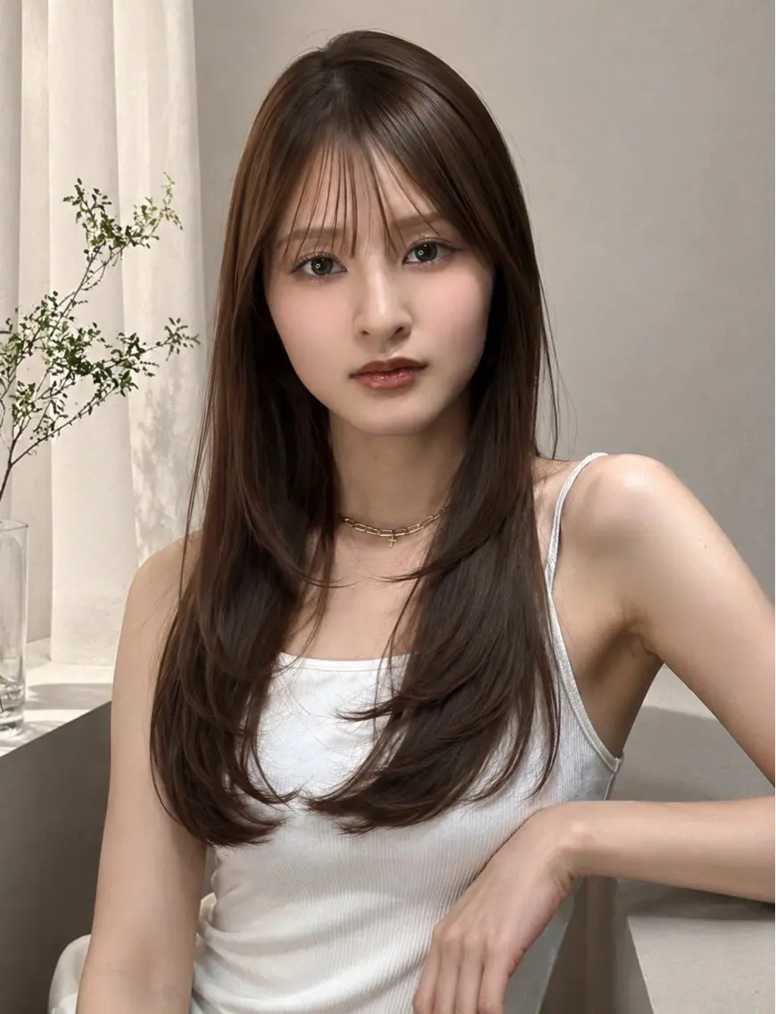 セミロング カラー カット ヘアカラー トリートメント 🦋韓国風レイヤー/ 艶髪矯正🦋凛太郎のヘアスタイル