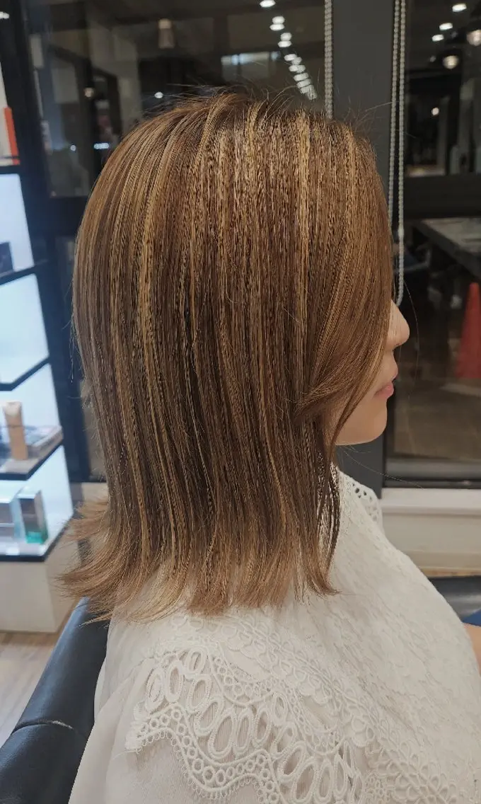 ミディアム カラー ヘアカラー 関口 友菜のヘアスタイル