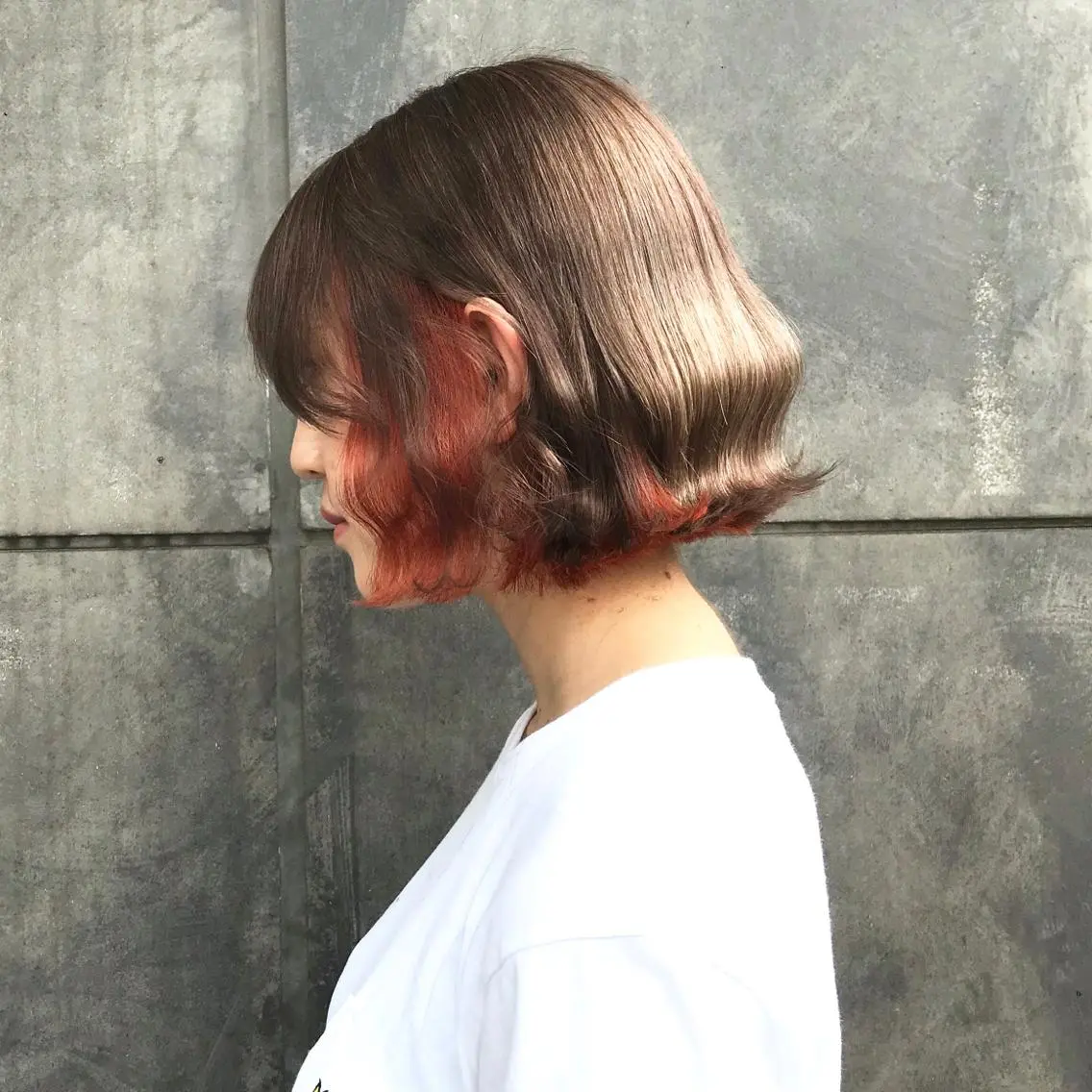 ショート カラー ブリーチ グレージュ オレンジ タンバルモリ ムルギョル巻き K-POP好き美容師 🇰🇷Kai.Yのヘアスタイル