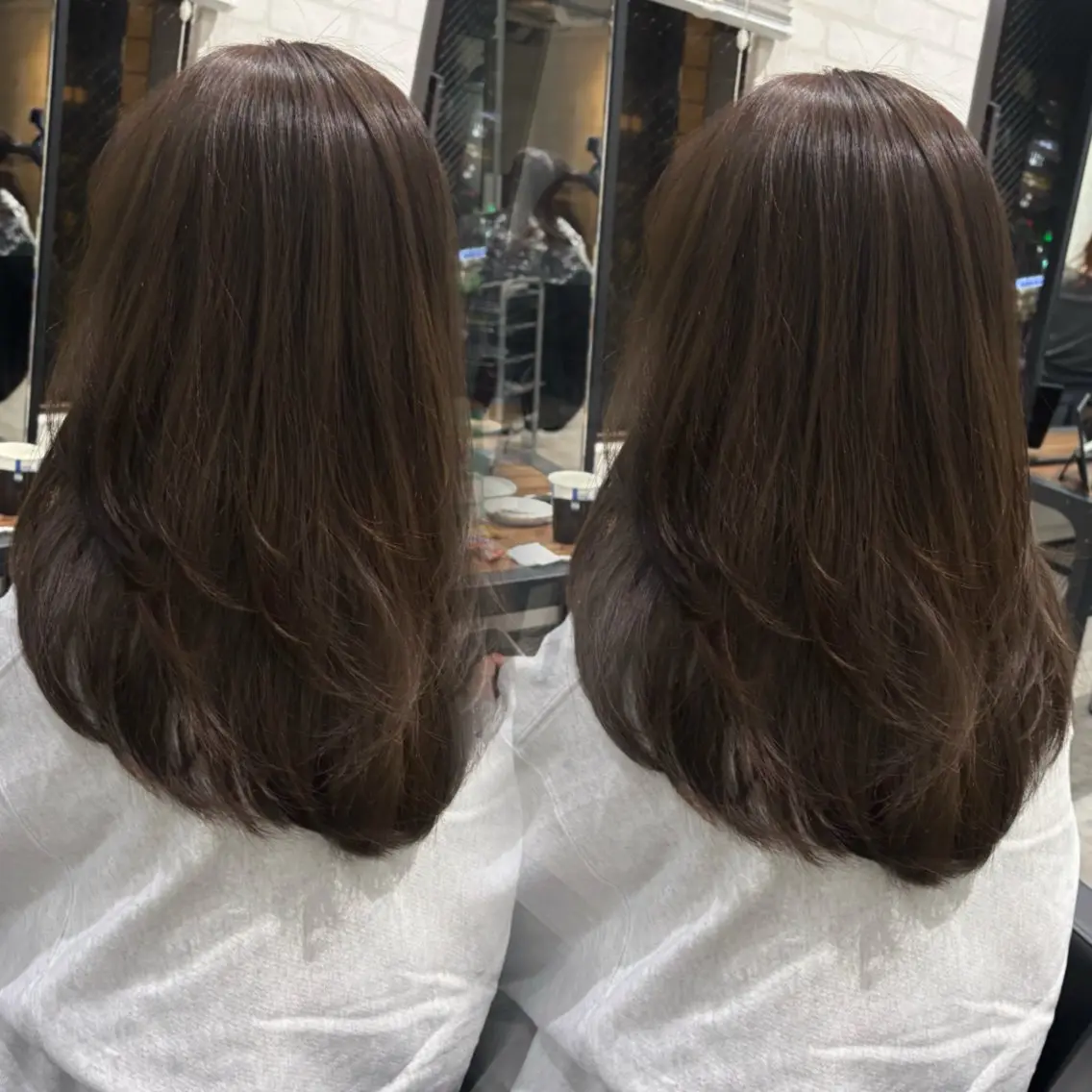 セミロング カラー ヘアアレンジ カット ヘアカラー トリートメント kei🤎ベージュ /透明感カラー/博多のヘアスタイル