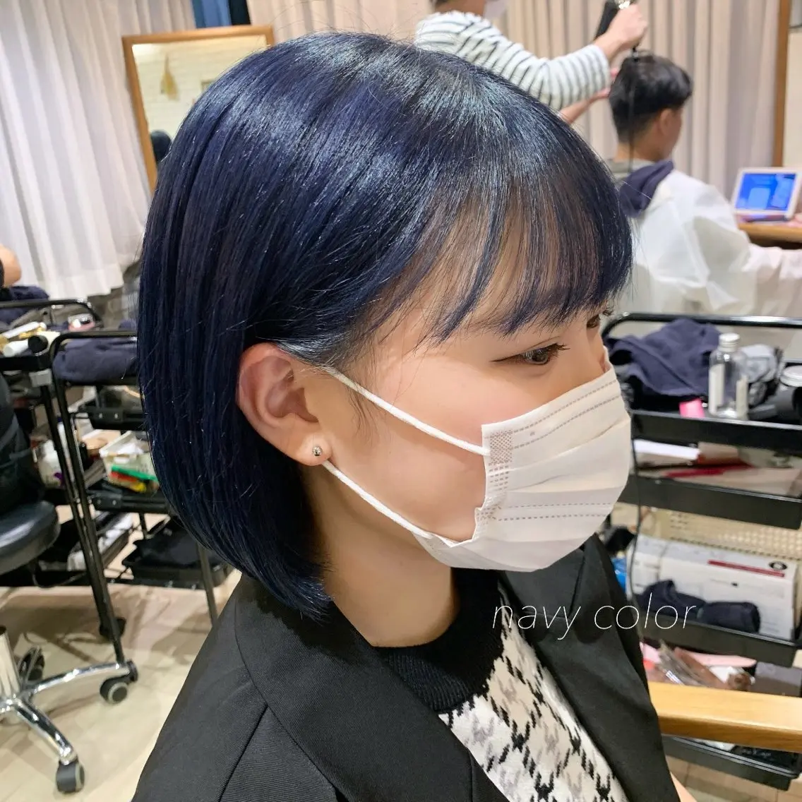 ショート カラー ネイビーカラー ボブ 似合わせカット得意 💛RENA💛のヘアスタイル