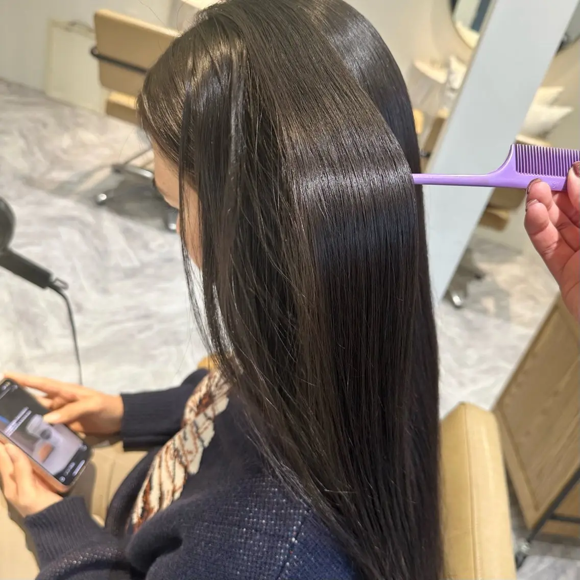 ロング カラー 縮毛矯正 カット ヘアカラー 縮毛矯正 縮毛/透明感カラー Mariamu🫧のヘアスタイル