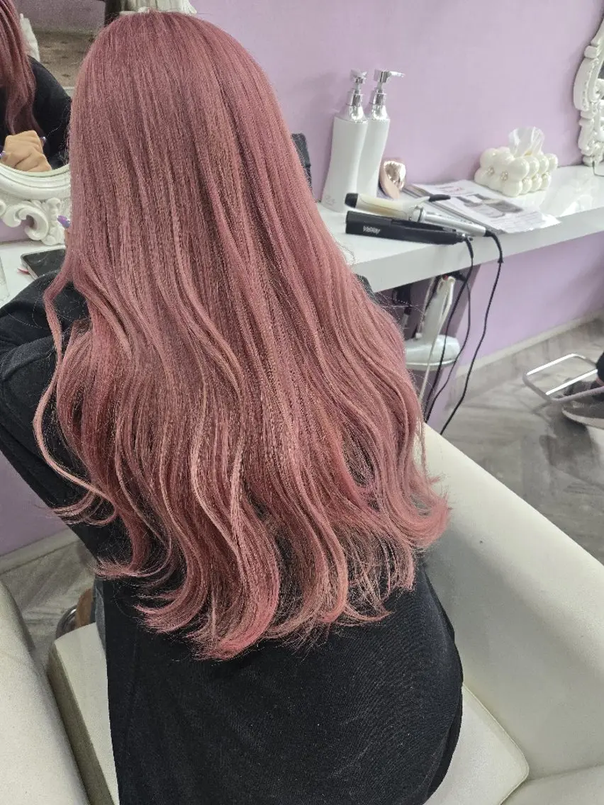 ロング カラー ピンクカラー ヘアカラー トリートメント ナカシマ  アユミのヘアスタイル