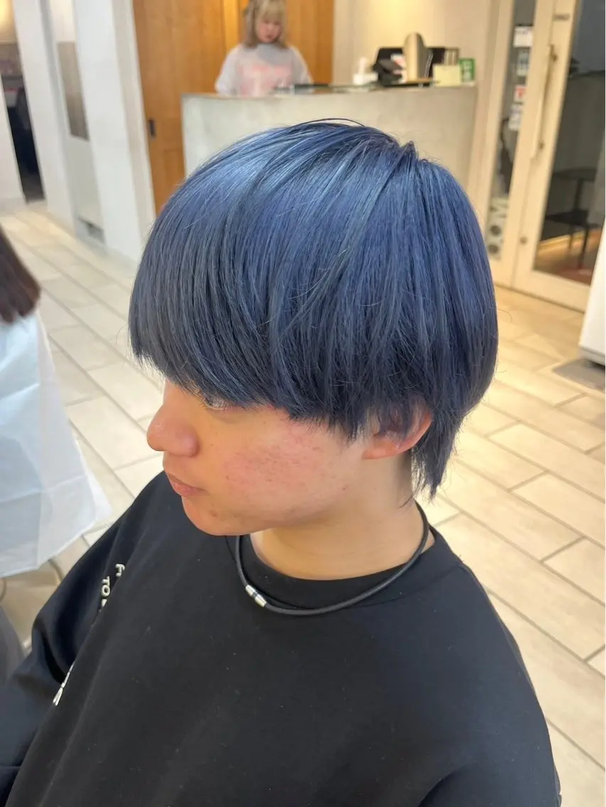 カラー メンズ アッシュ ブルーカラー ブルーアッシュ カット ヘアカラー 🌞塙　湧貴🌞 スパイキーショートのヘアスタイル