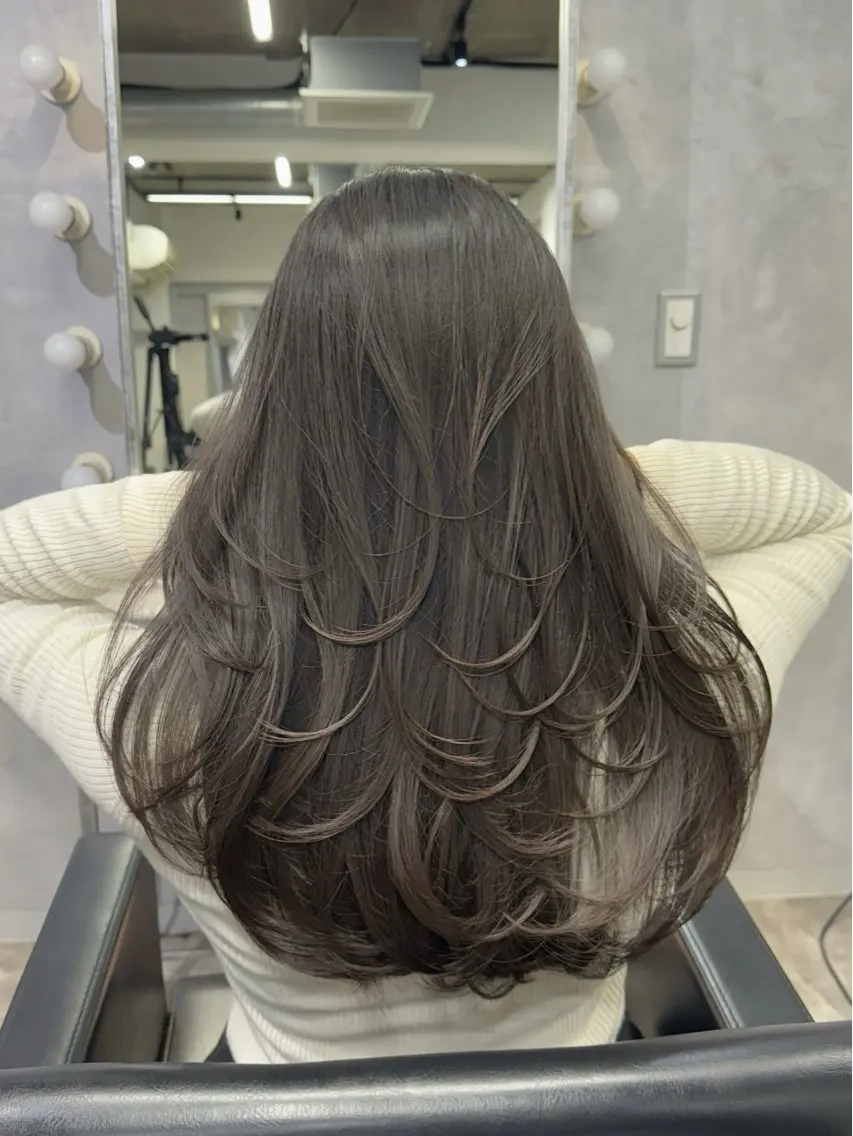 ロング カット ヘアカラー トリートメント 透明感カラー🇰🇷 レイヤー✨桑原　研太のヘアスタイル