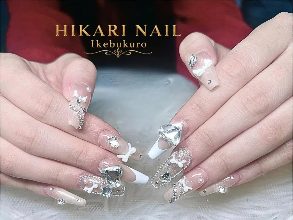 ネイル チークネイル 長さ出し フレンチネイル ガーリー ハロウィン ハンドネイル HikariNail Ikebukuroのネイルデザイン