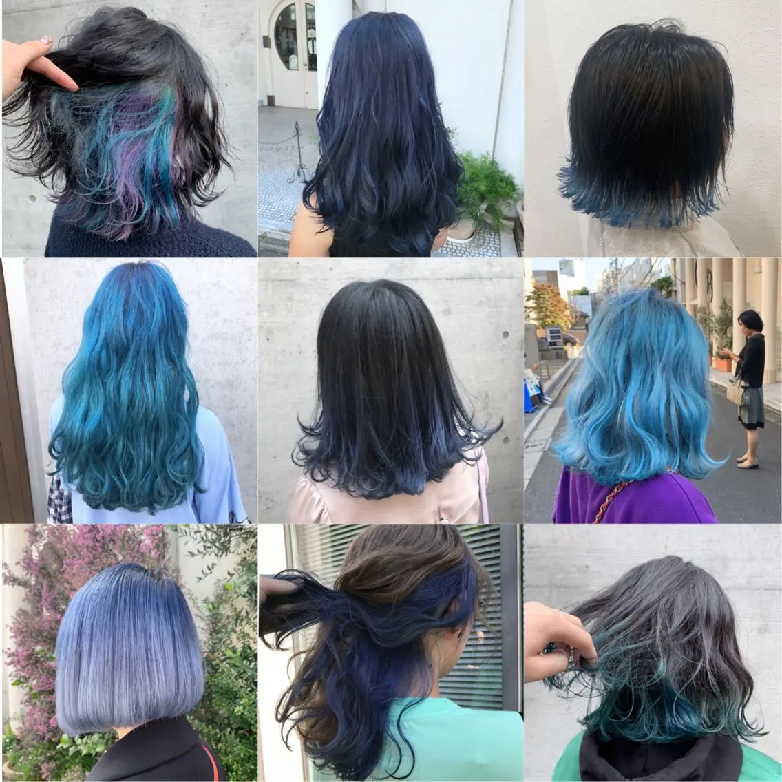 ミディアム カラー ブルーカラー ネイビーカラー 色落ちまでキレイに! !女性サロンのヘアスタイル