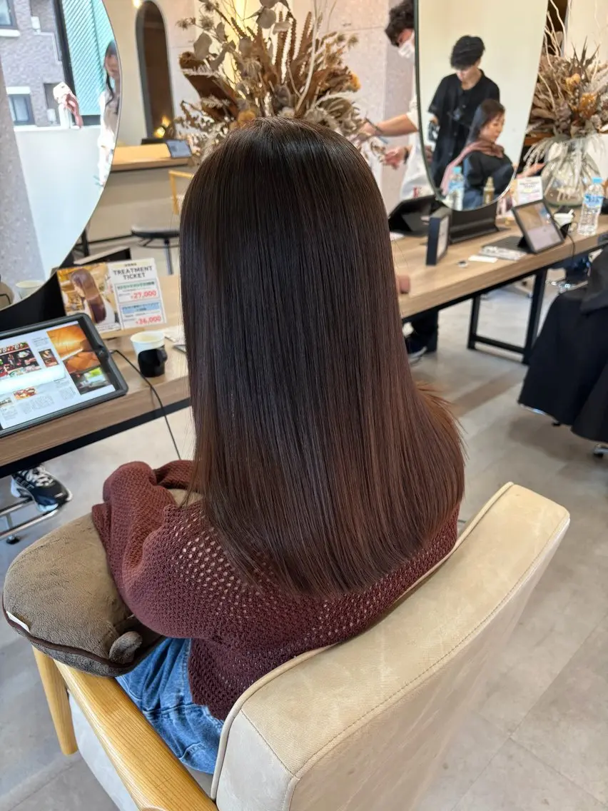 セミロング カット 縮毛矯正 髪質改善美髪 矯正/髪質改善カラーのヘアスタイル