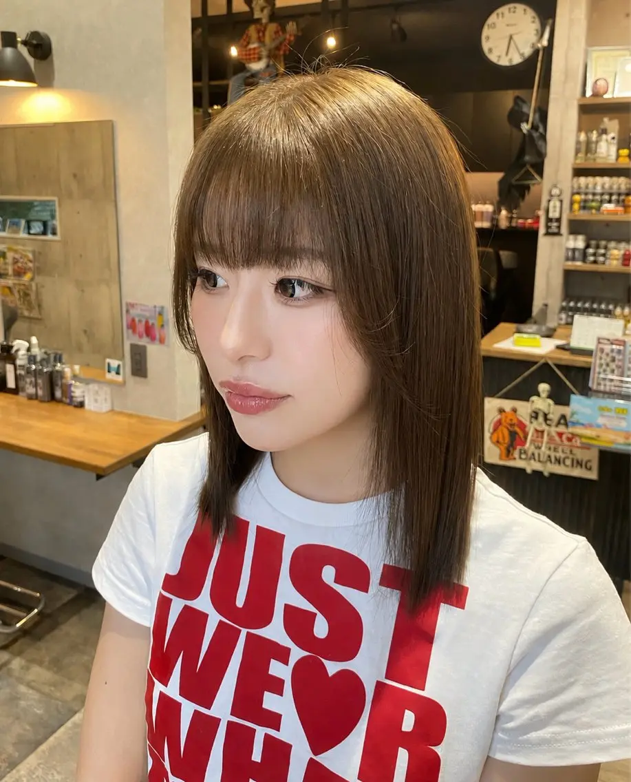ミディアム ヘアカラー わたぬき りるのヘアスタイル