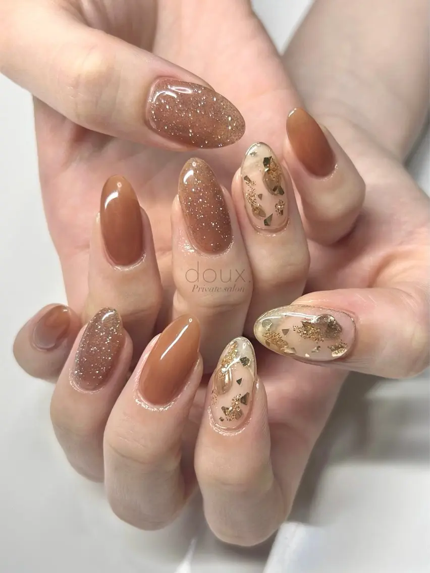 ネイル アートネイル クリアネイル フラッシュネイル 韓国ネイル ミラーネイル doux. nailのネイルデザイン