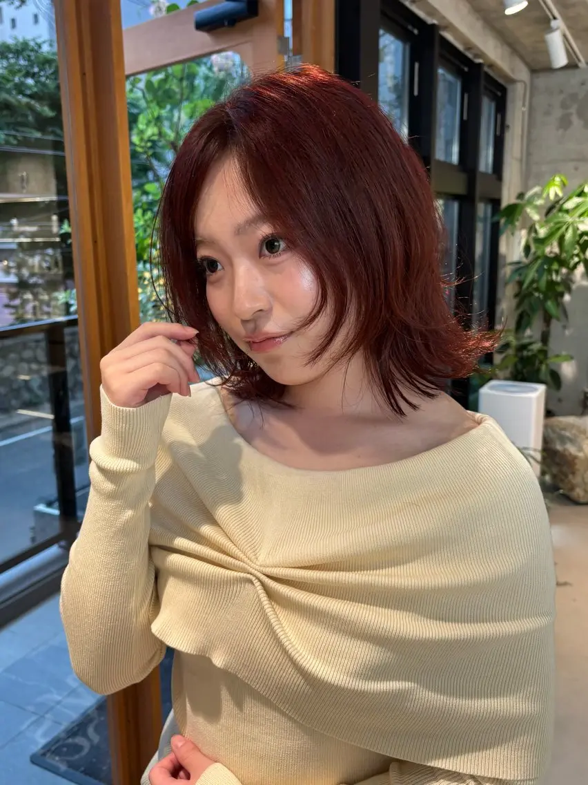 ミディアム カラー ヘアカラー 林 璃乙菜のヘアスタイル