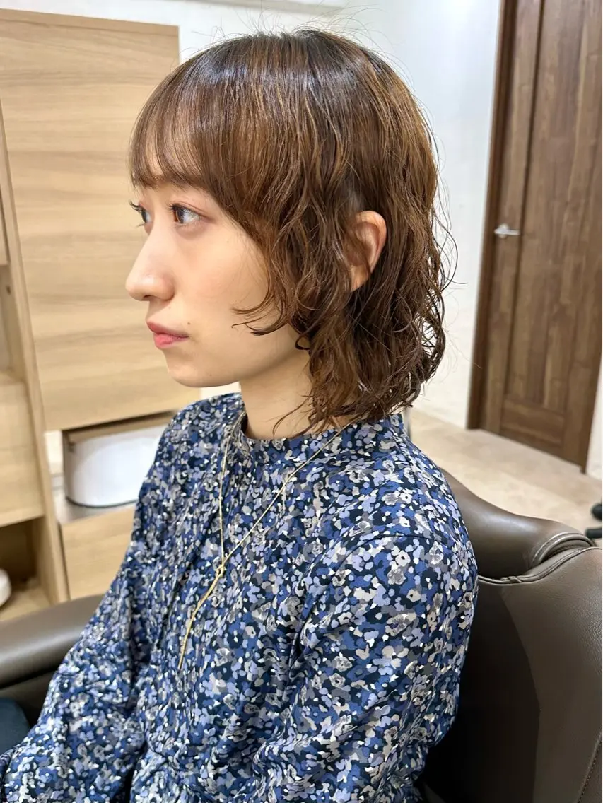 ミディアム カラー パーマ 髪質改善 縮毛矯正/ レイヤー/銀座/本木のヘアスタイル