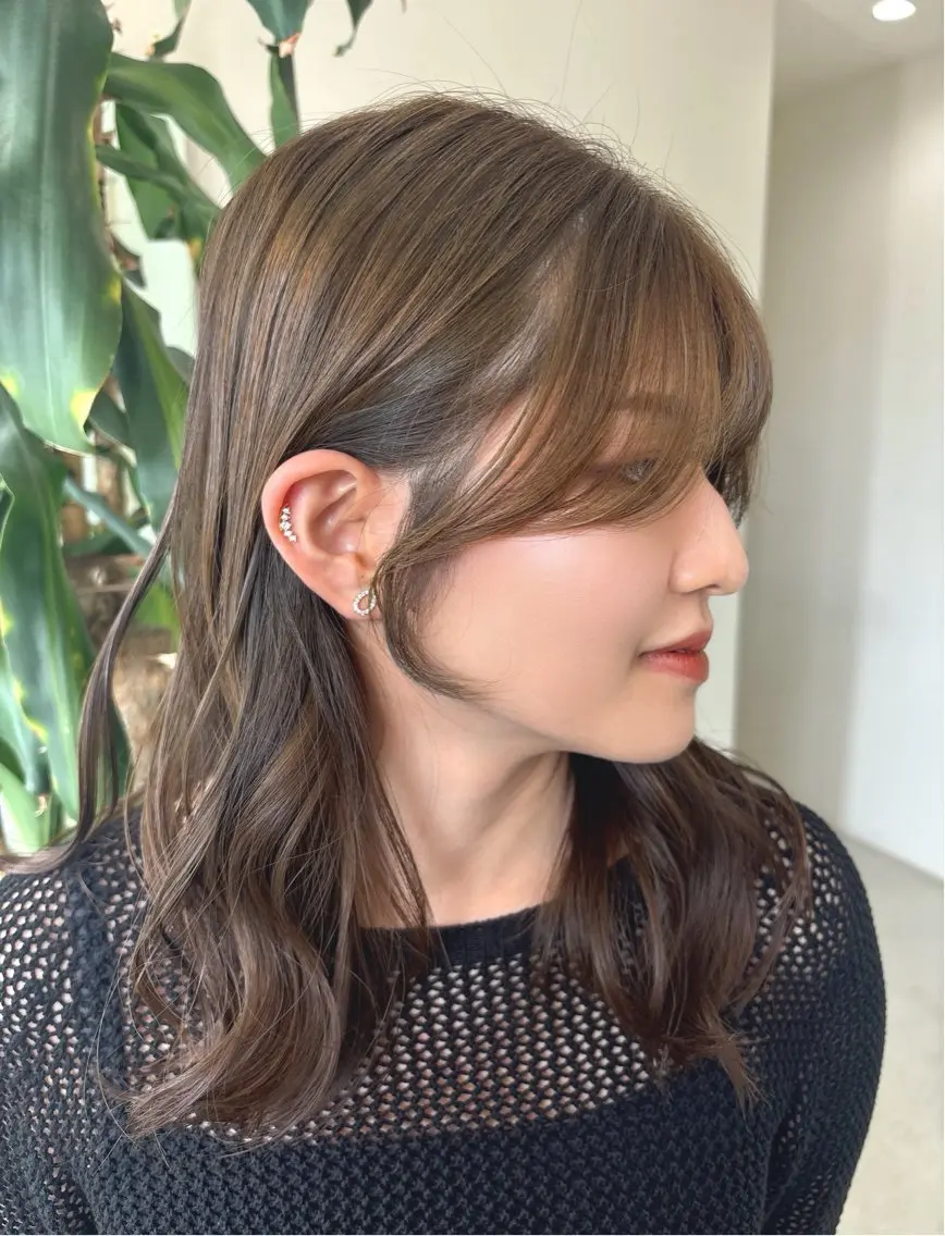 セミロング 顔周りカット 小顔カット カット レイヤー×髪質改善 hinanoのヘアスタイル