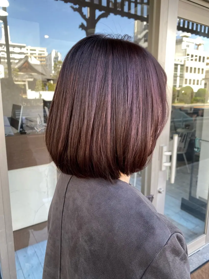 ミディアム カラー ハイライトカラー ピンクカラー ハイライト カット ヘアカラー トリートメント 日比 貴大/ minim hairのヘアスタイル
