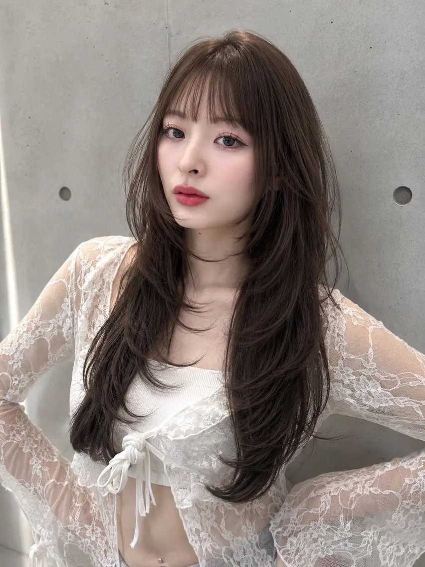 セミロング カラー カット ヘアカラー トリートメント 新宿/韓国レイヤー 髪質改善カラー/角所のヘアスタイル