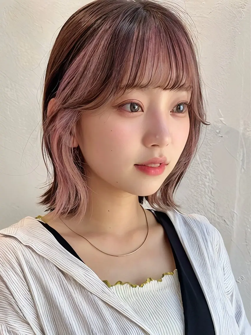 セミロング カラー インナーカラー ピンクカラー ボブ カット ヘアカラー トリートメント インナーカラー/レイ ヤーカット♡/マキシのヘアスタイル