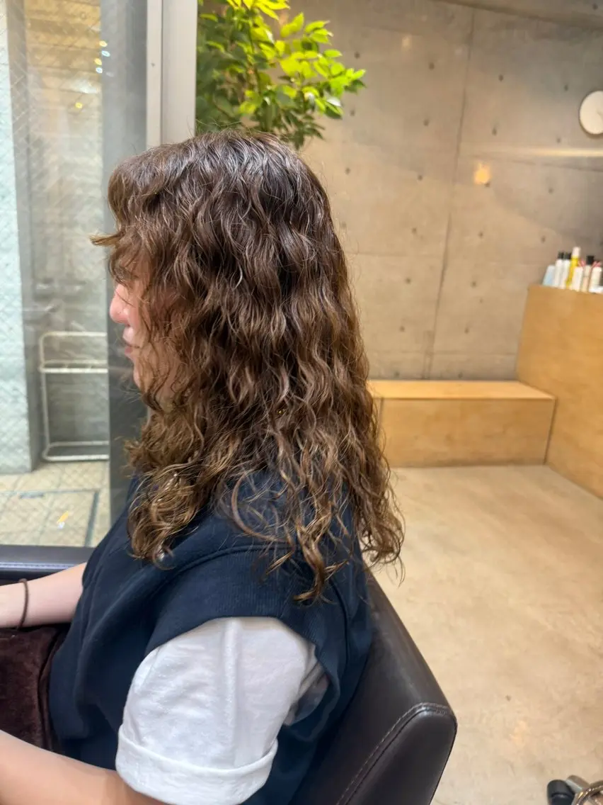 ミディアム カット パーマ 🌈朝5分で簡単 おしゃれパーマ🌈のヘアスタイル
