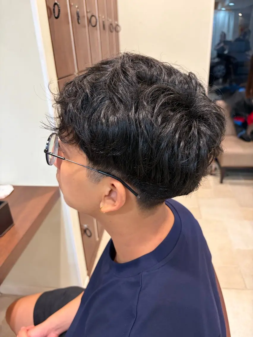 ショート メンズ メンズカットパーマ 特化 田場千大のヘアスタイル