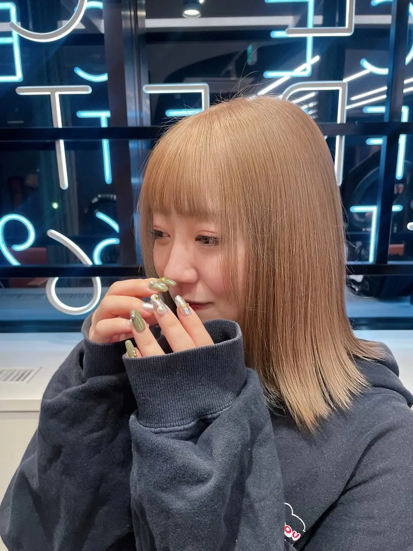 セミロング カラー ヘアアレンジ 韓国×艶髪 さきのヘアスタイル