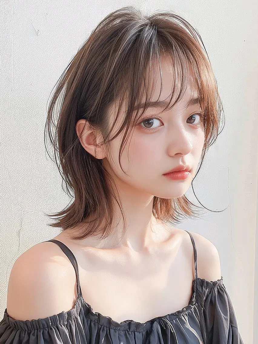 ミディアム カラー ヘアアレンジ 透明感カラー レイヤーカット カット ヘアカラー トリートメント ivybyCIEL 女性専用サロンのヘアスタイル