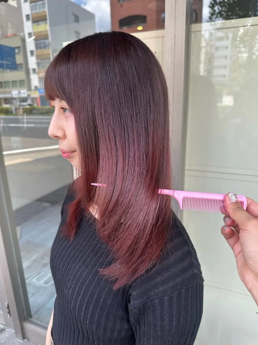 ミディアム カラー ケアカラー トリートメント カット ヘアカラー トリートメント レイヤー/高橋 みく /池下/千種のヘアスタイル