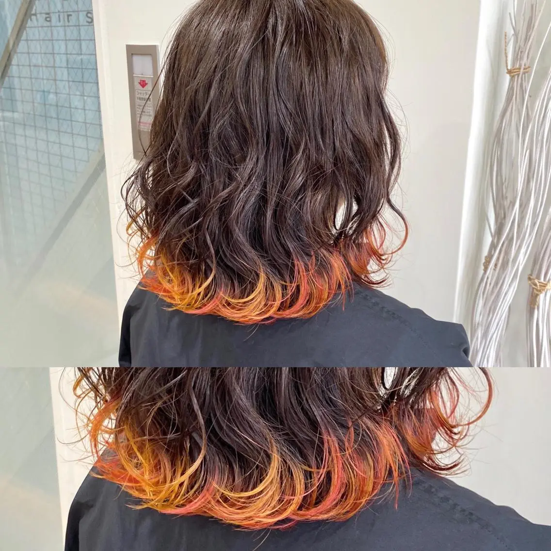 ミディアム カラー オレンジ イエローカラー やじま ひろこのヘアスタイル