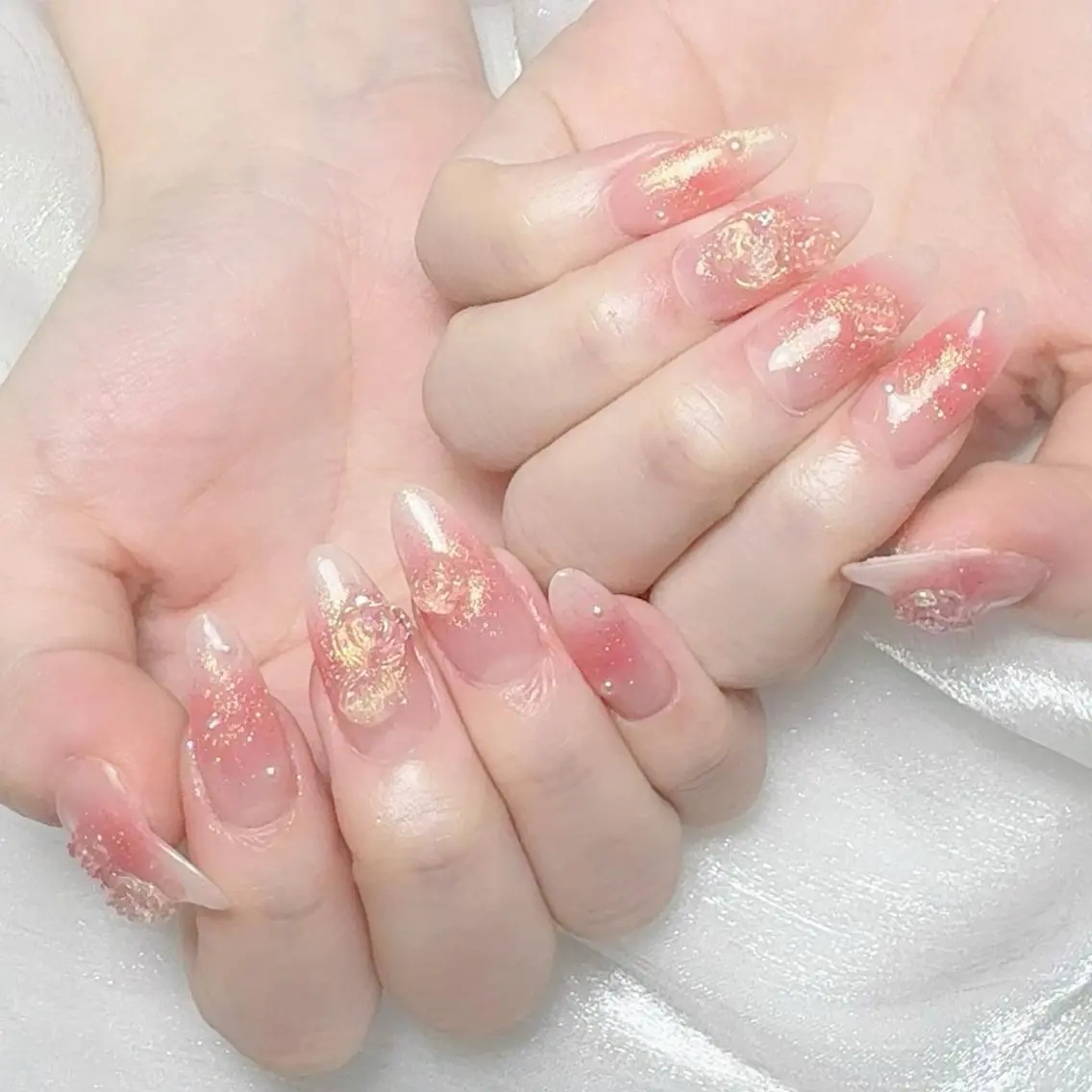 ネイル メンズ メンズ韓国風 アートネイル オーロラネイル ガーリー キラキラネイル ハンドネイル Nail salon 木にいるのネイルデザイン