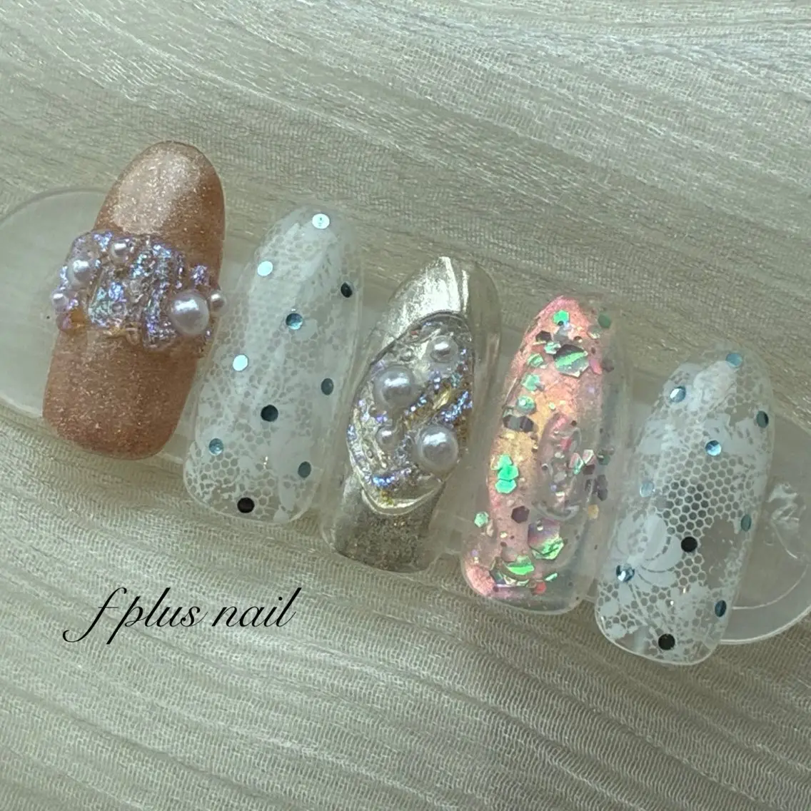 キラキラ✨レース💠透明感ネイル オフあり/なし/現金支払いのみの写真