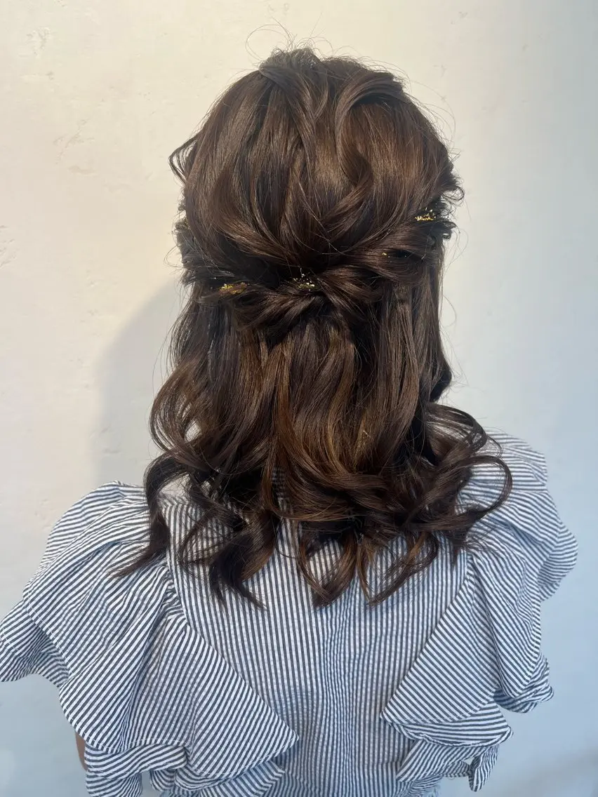 ヘアアレンジ ハーフアップ ヘアセット 大人可愛いヘアメイク 💋🧚‍♀️しずかのヘアスタイル