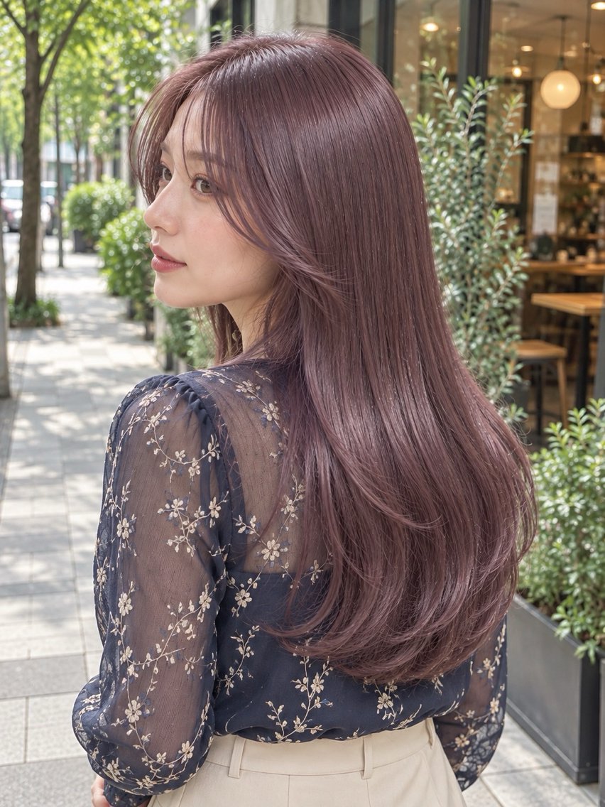 ロング カラー 透明感カラー ラベンダーカラー ピンクカラー ピンクラベンダー ヘアカラー なな / 堀江 / ラベンダーカラーのヘアスタイル