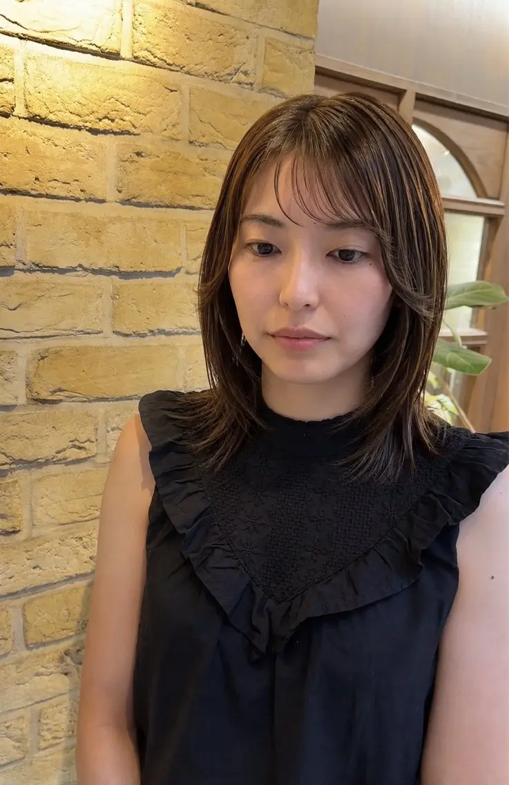 ミディアム カット ヘアカラー トリートメント ヘッドスパ 博多駅近✨艶💎 似合わせ💖RIHOのヘアスタイル