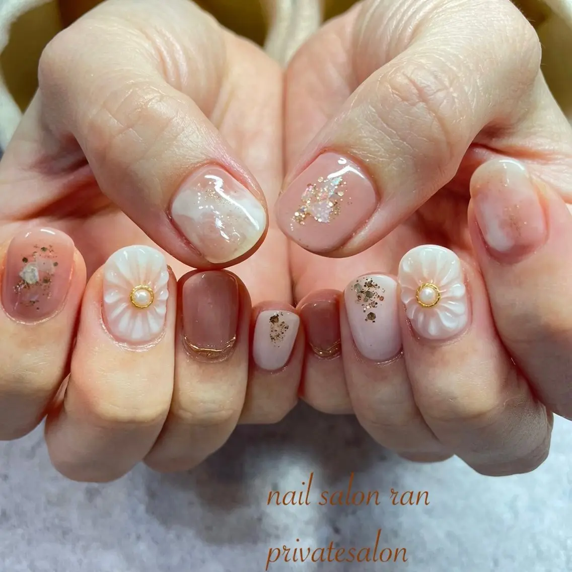 ネイル 桜ネイル ピンク ぷっくりネイル ハンドネイル ハンドケア nailsalon ranのネイルデザイン