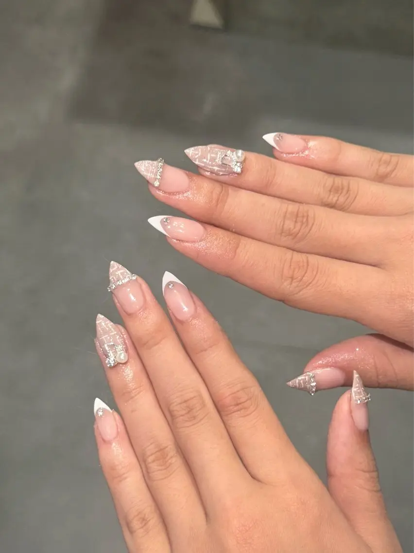 ネイル フレンチネイル ツイードネイル ハンドネイル cheri&co marinのネイルデザイン