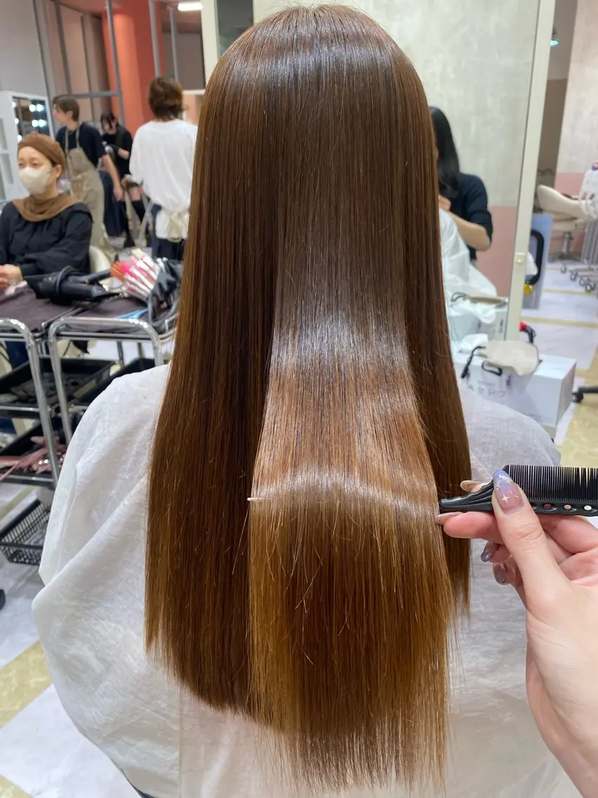ロング 酸性ストレート 縮毛矯正 トリートメント 縮毛矯正/ 透明カラー/hanaのヘアスタイル