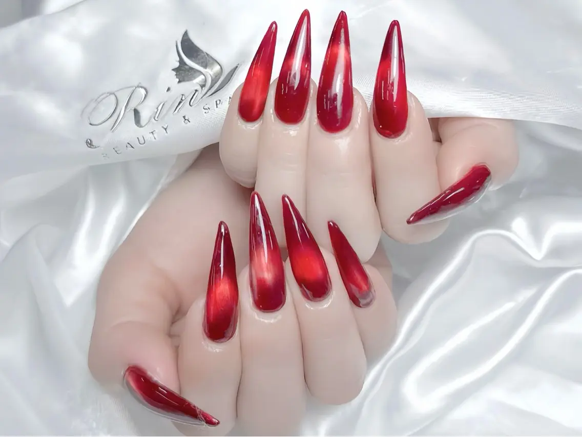 ネイル べっ甲ネイル ブルー 長さ出し フレンチネイル ジェルネイル ハンドネイル Rin Nail 新大久保店のネイルデザイン