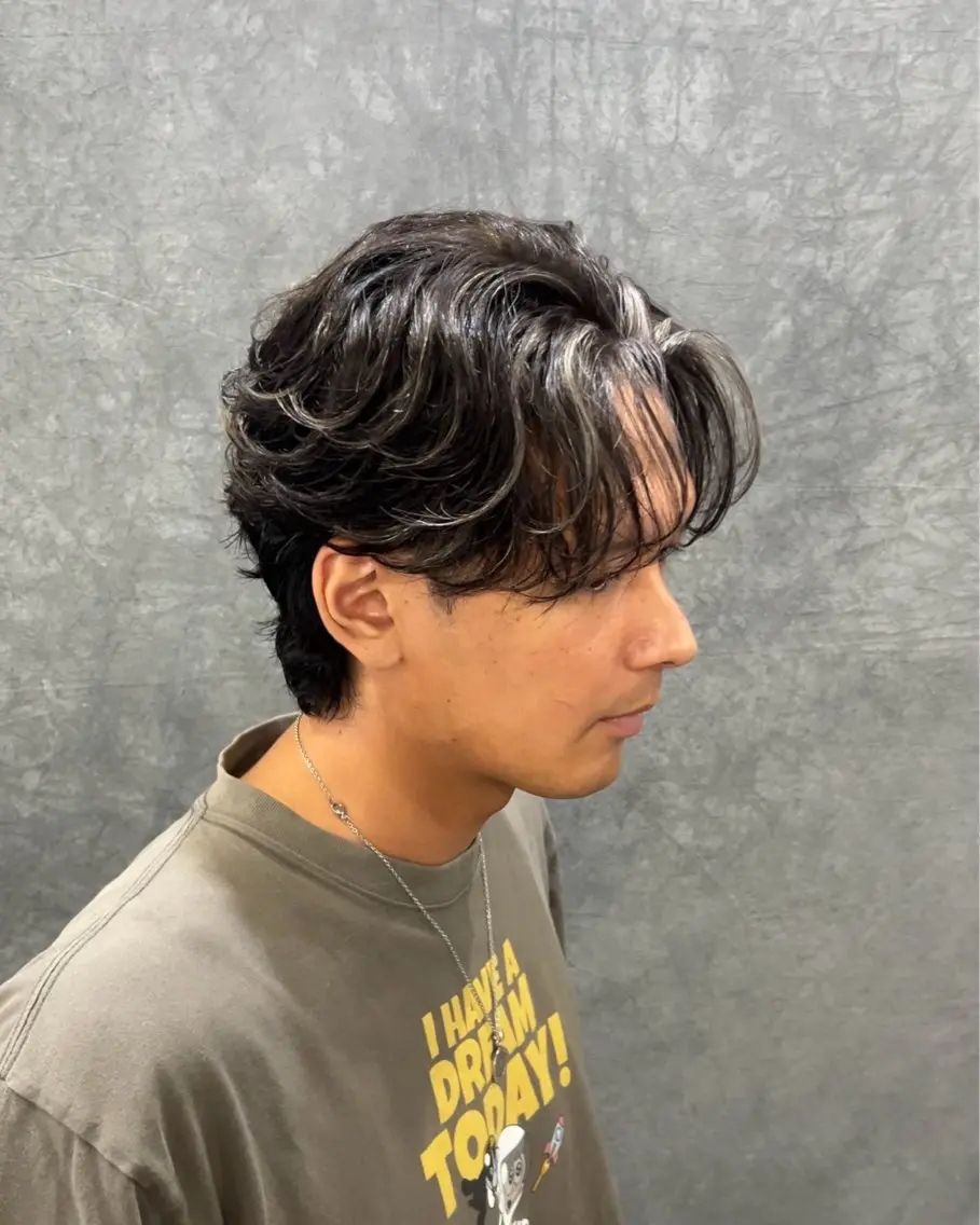 カラー パーマ メンズ カット ヘアカラー パーマ メンズカット🐺 パーマ特化🔥舜のヘアスタイル